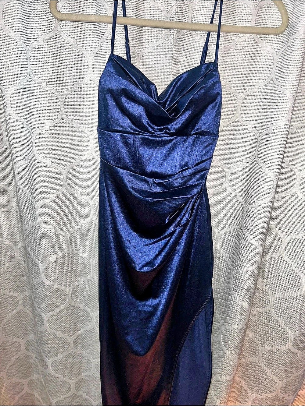 Windsor Navy Draped Ruched Maxi Dress Ruched Maxi Dress in Blue Size XS NWT